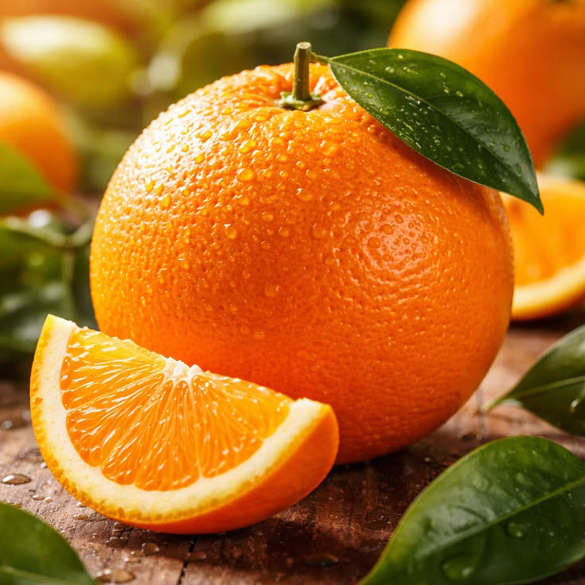 Orange fruit plant with ripe citrus fruits growing naturally