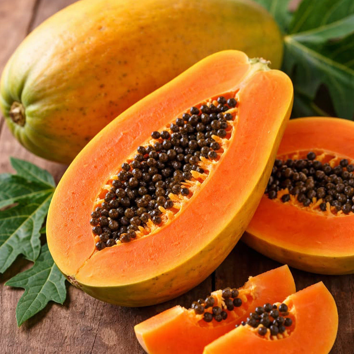 Papaya fruit plant with ripe fruits growing naturally