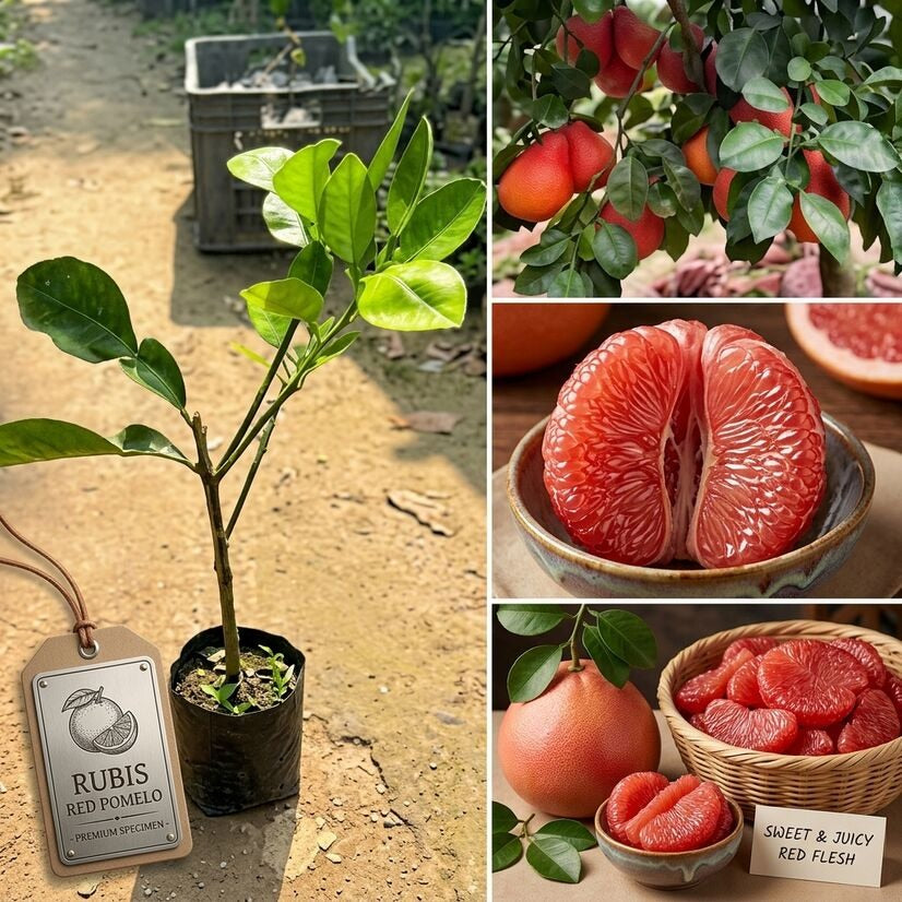 Red Pomelo layered live fruit plant in nursery pot with healthy green foliage | Premium citrus fruit plant | Keraleaf