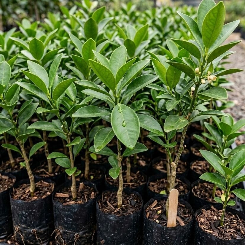 Red Pomelo (Babloos) grafted live fruit plant in nursery pot with healthy green foliage | Premium citrus fruit plant | Keraleaf