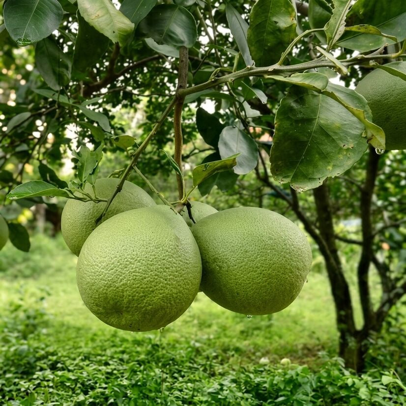 Green Pomelo (Babloos) layered live fruit plant in nursery pot with healthy green foliage | Premium citrus fruit plant | Keraleaf