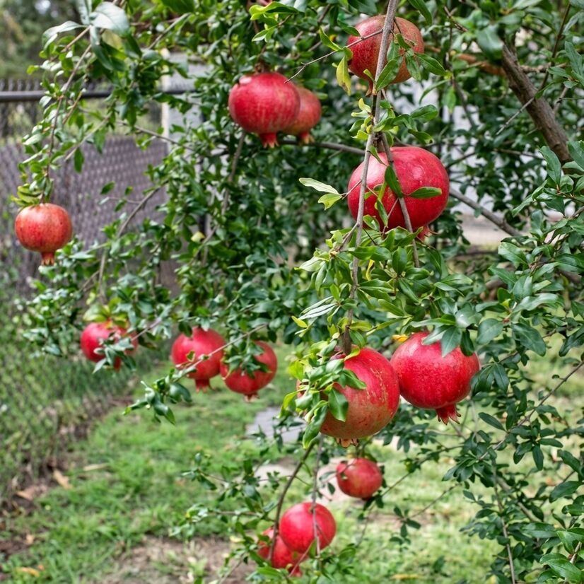 Pomegranate (Anar) layered live fruit plant in nursery pot with healthy green foliage | Premium fruit plant | Keraleaf