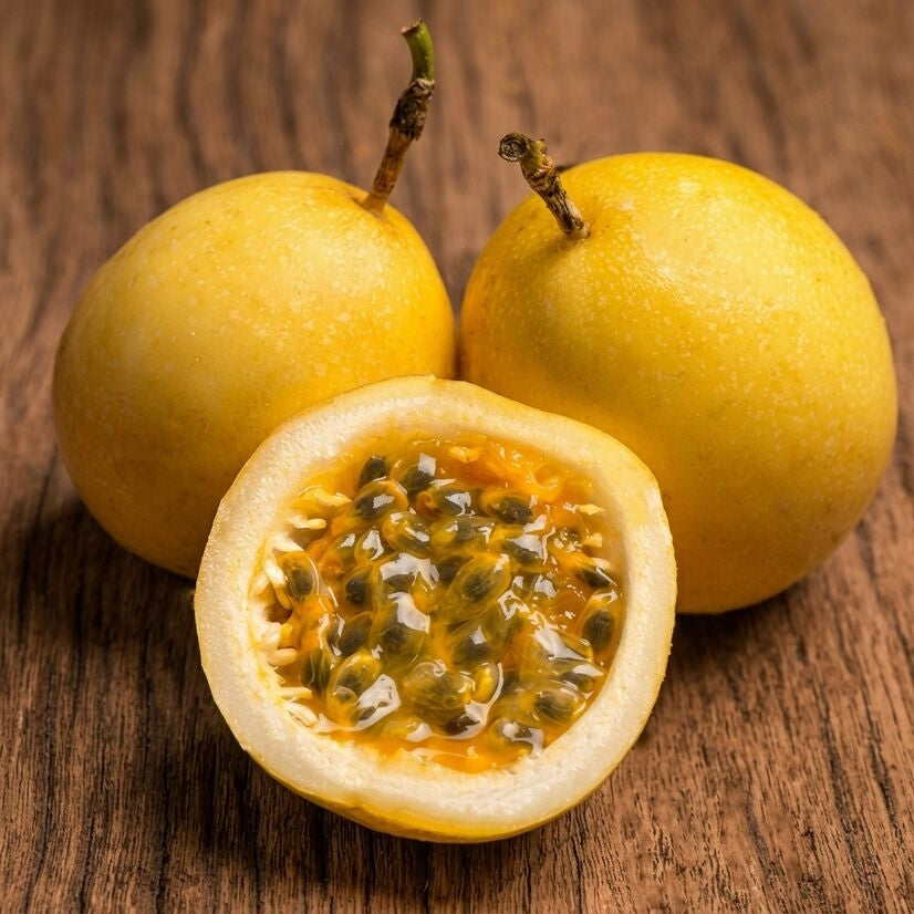 Yellow Passion Fruit layered live plant in nursery pot with healthy green vine | Tropical fruit plant | Keraleaf