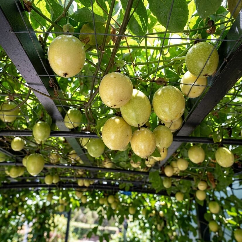 Red Passion Fruit layered live plant in nursery pot with healthy green vine | Tropical fruit plant | Keraleaf