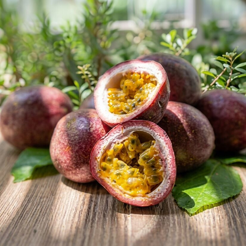Purple Passion Fruit layered live plant in nursery pot with healthy green vine | Premium tropical fruit plant | Keraleaf