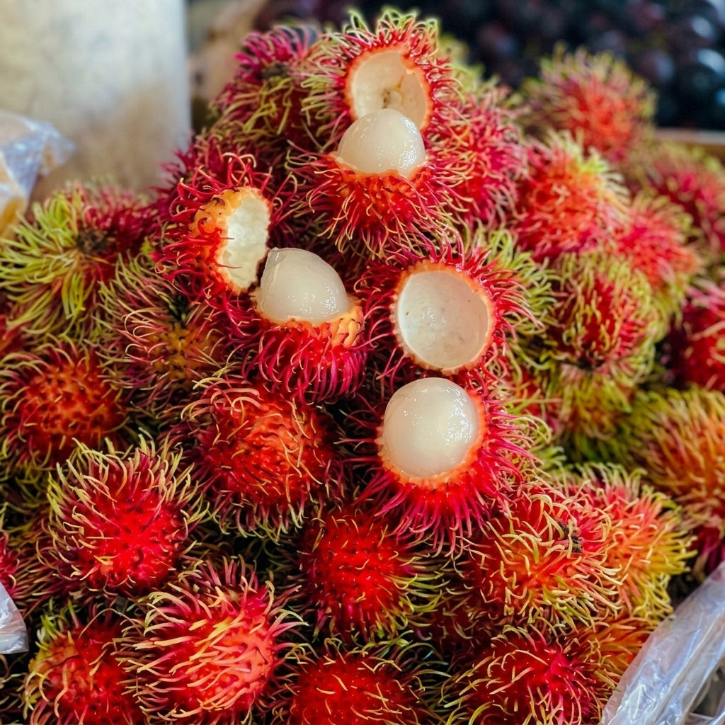 KG10 Rambutan budded live fruit plant in nursery pot with healthy green foliage | Premium tropical fruit plant | Keraleaf