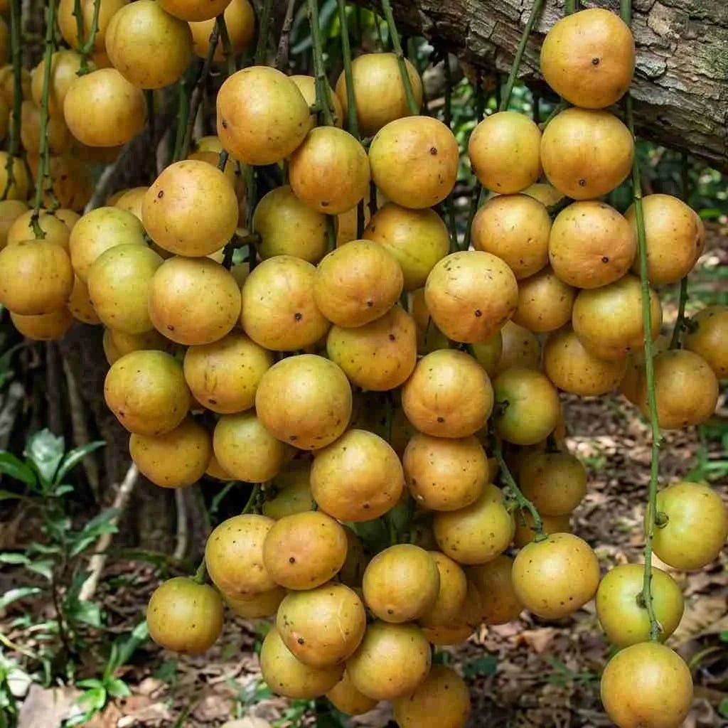 Yellow Mootty Fruit seedling live fruit plant in nursery pot with healthy green foliage | Rare tropical fruit plant | Keraleaf