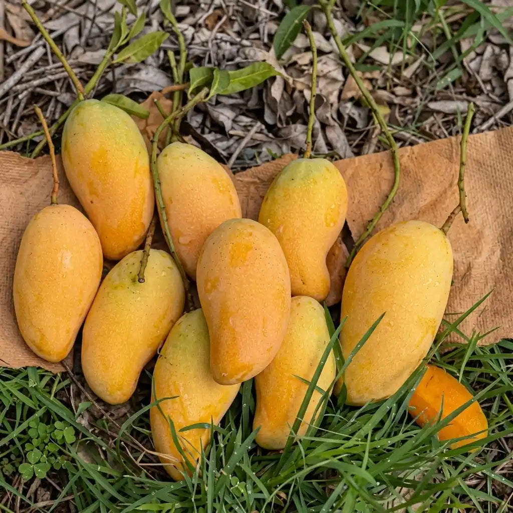 Thailand Super Queen Mango grafted live fruit plant in nursery pot with healthy green foliage | Premium exotic mango plant | Keraleaf