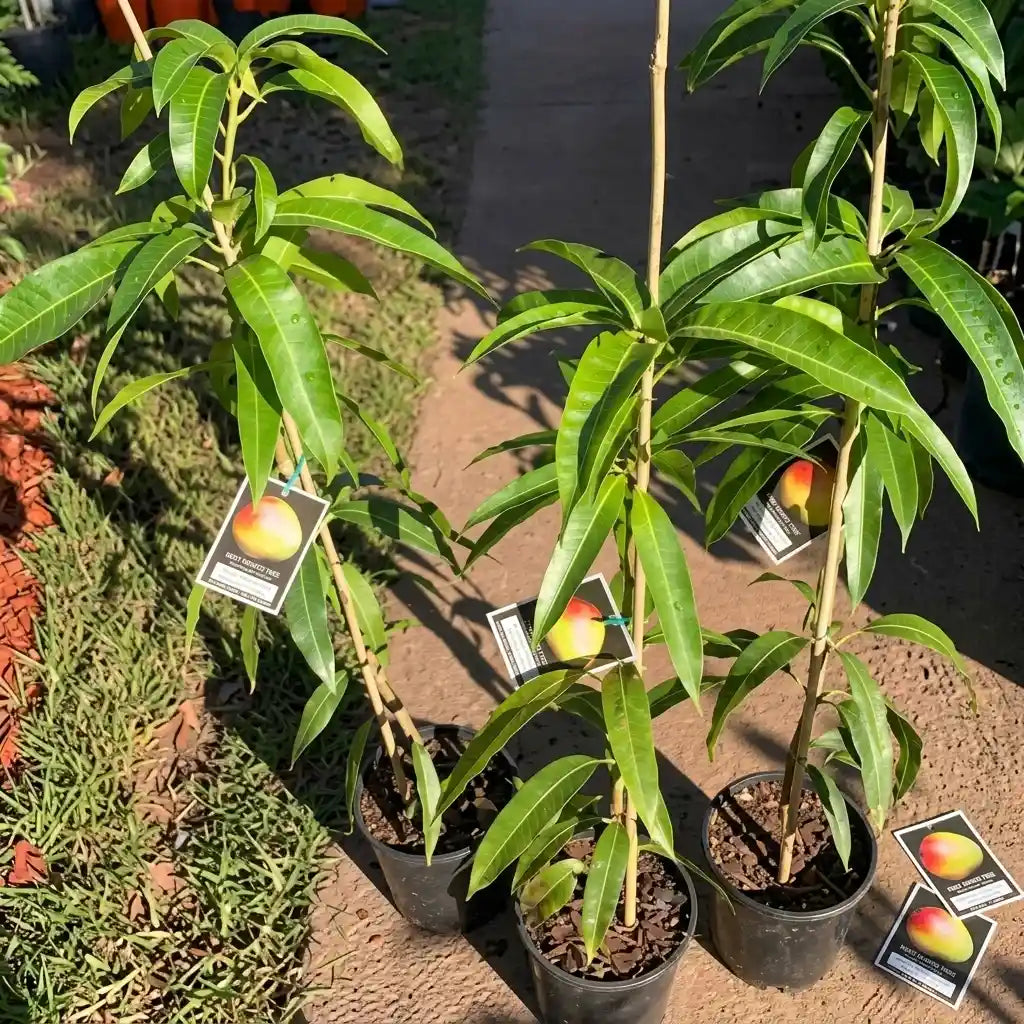 Thailand Super Queen Mango grafted live fruit plant in nursery pot with healthy green foliage | Premium exotic mango plant | Keraleaf