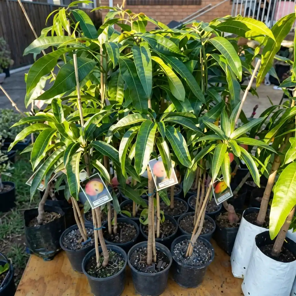 Thailand Super King Mango grafted live fruit plant in nursery pot with healthy green foliage | Premium exotic mango plant | Keraleaf