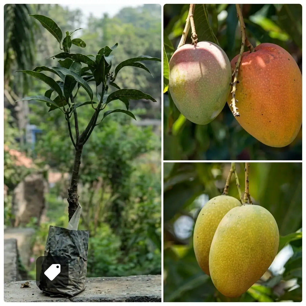 Thailand Jumbo Red Mango grafted live fruit plant in nursery pot with healthy green foliage | Premium exotic mango plant | Keraleaf