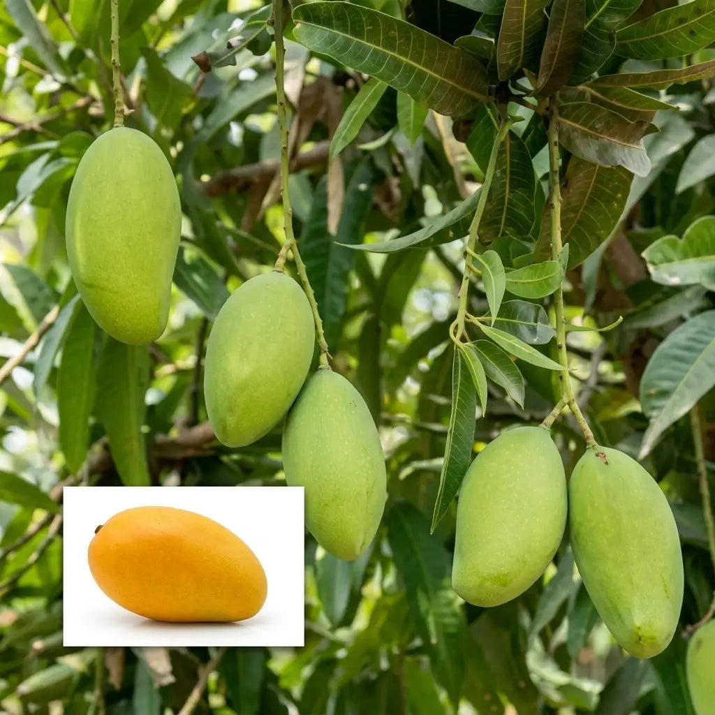 Thailand Hong Siang Ya Mango grafted live fruit plant in nursery pot with healthy green foliage | Premium exotic mango plant | Keraleaf