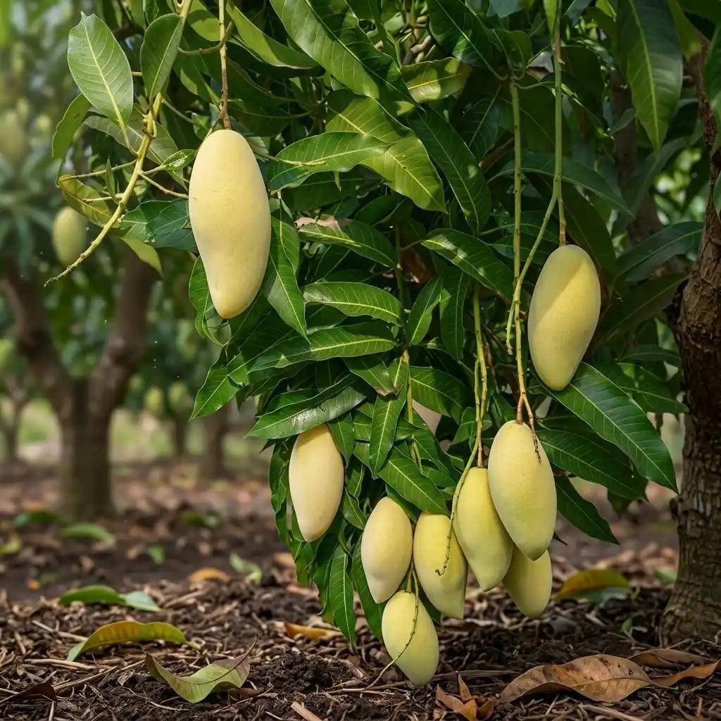 Thailand High Scented Mango grafted live fruit plant in nursery pot with healthy green foliage | Premium exotic mango plant | Keraleaf