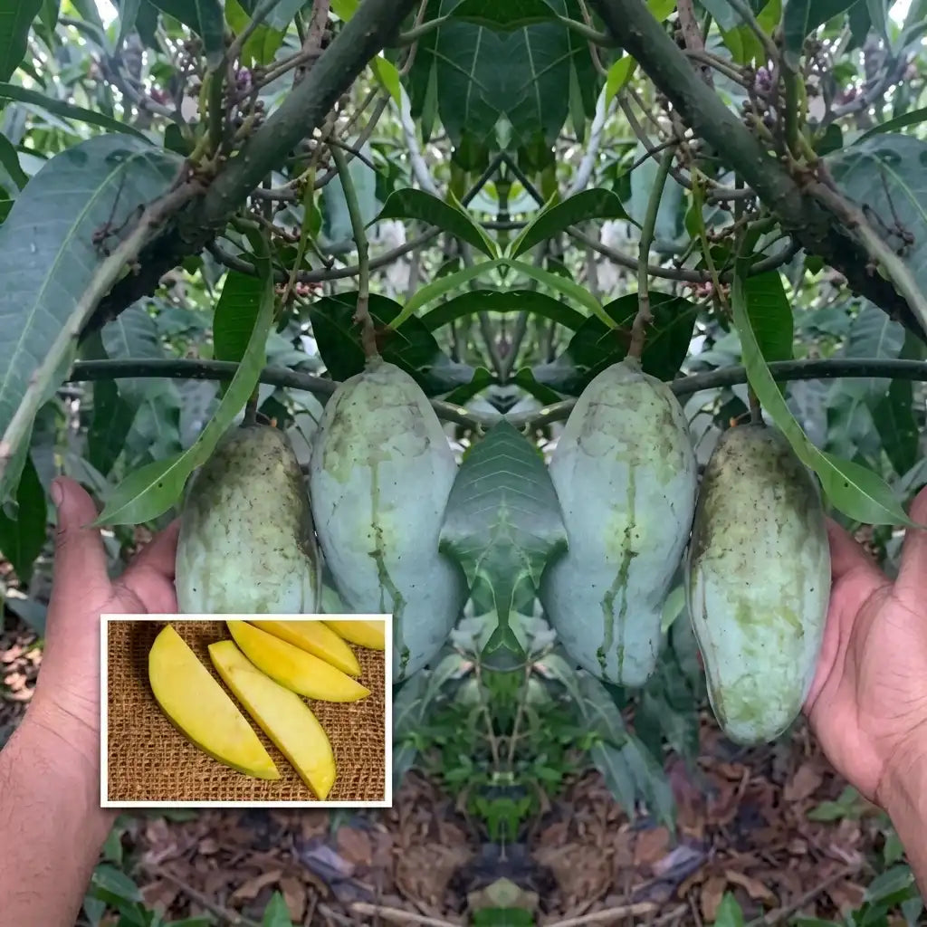 Thailand Arama Mango grafted live fruit plant in nursery pot with healthy green foliage | Premium exotic mango plant | Keraleaf