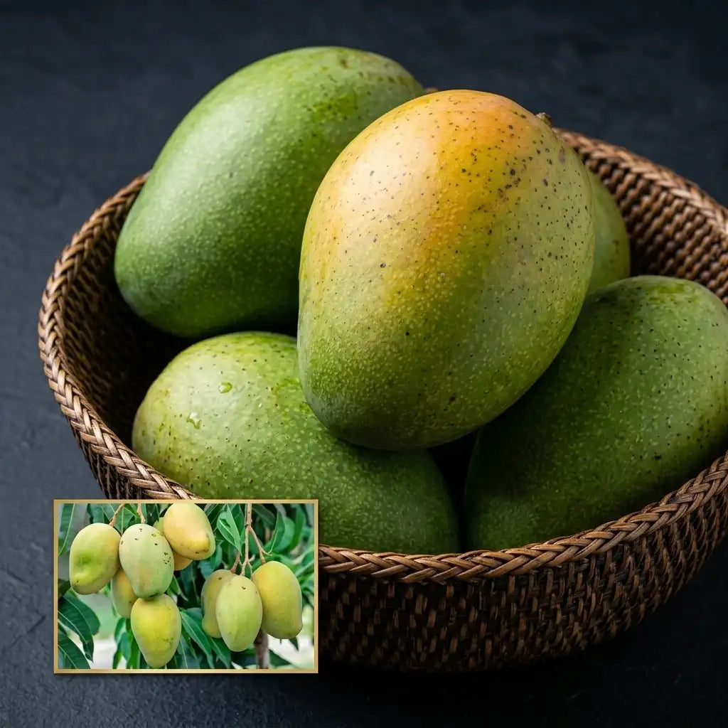 Kolomb Mango grafted live fruit plant in nursery pot with healthy green foliage | Premium mango plant | Keraleaf