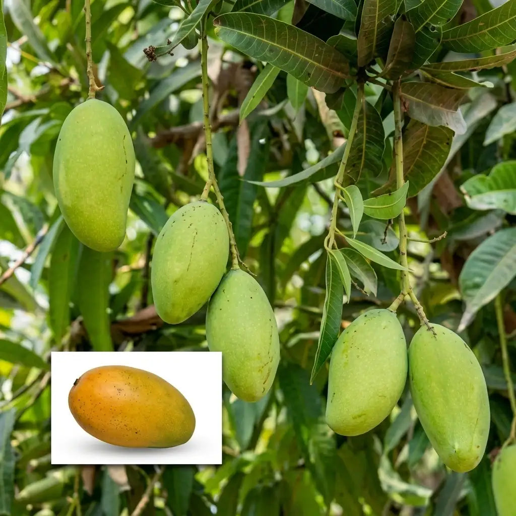 Jahangir Mango strong grafted live fruit plant in nursery pot with healthy green foliage | Premium mango plant | Keraleaf