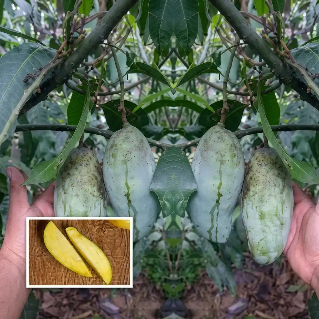 Himapasanth Mango grafted live fruit plant in nursery pot with healthy green foliage | Premium mango plant | Keraleaf