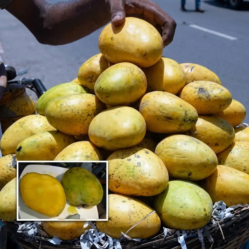 Banganapalle Mango grafted live fruit plant in nursery pot with healthy green foliage | Premium Indian mango plant | Keraleaf