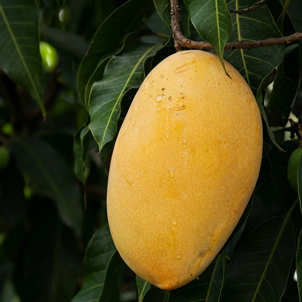 Alphonso Mango grafted live fruit plant in nursery pot with healthy green foliage | Premium Indian mango plant | Keraleaf