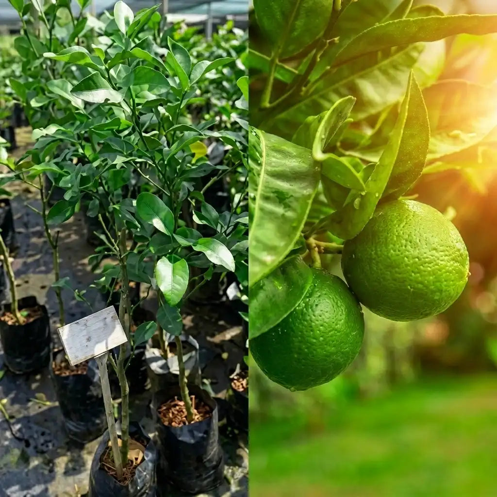 Vadukapuli (Giant Bitter Pickle Lime) layered live fruit plant in nursery pot with healthy green foliage | Premium citrus fruit plant | Keraleaf