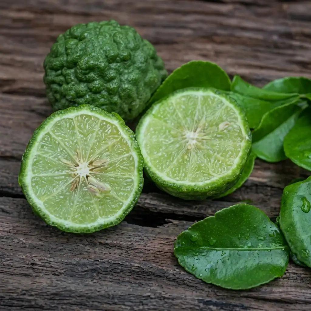 Kaffir Lime (Makrut Lime) layered live fruit plant in nursery pot with healthy green foliage | Aromatic citrus fruit plant | Keraleaf