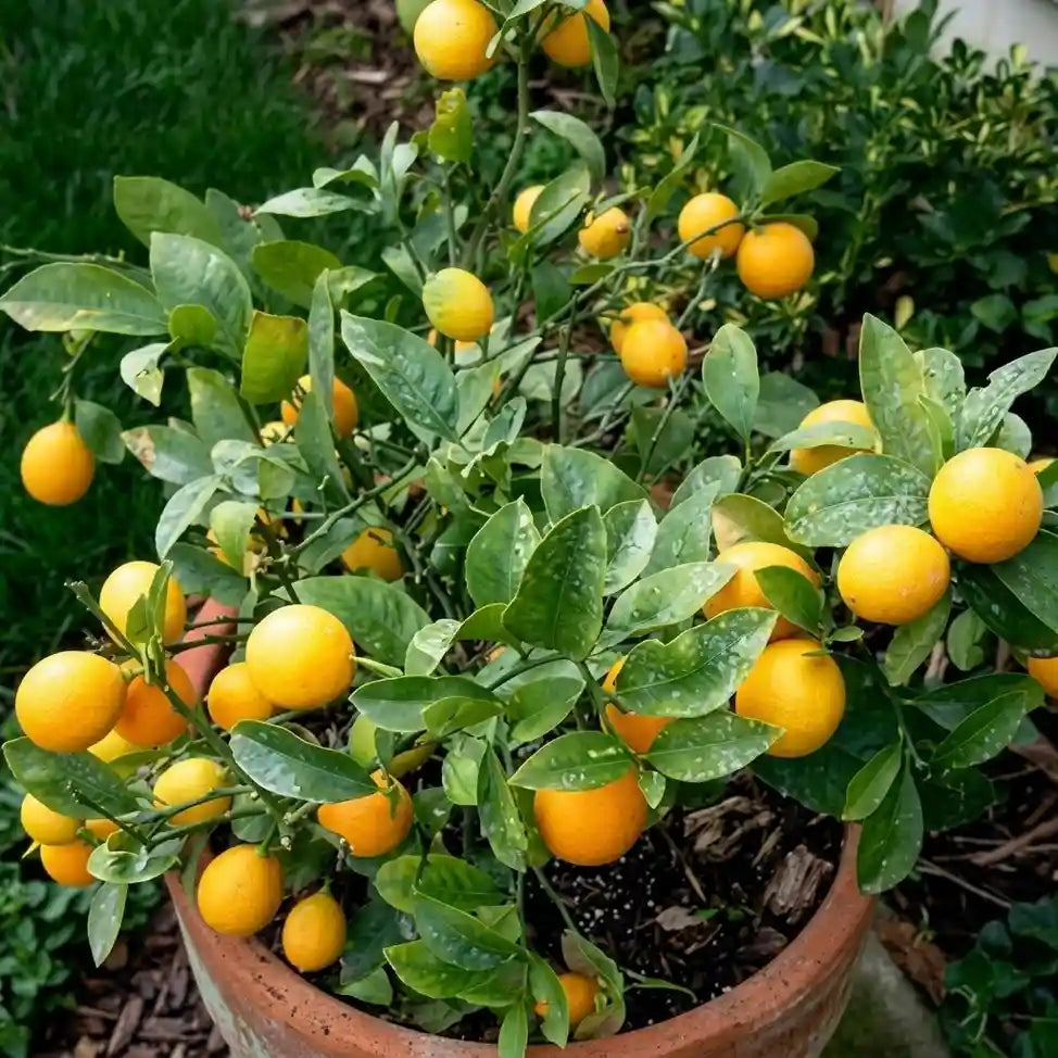 Seedless Lemon (Cherunaranga) layered live fruit plant in nursery pot with healthy green foliage | Premium citrus fruit plant | Keraleaf