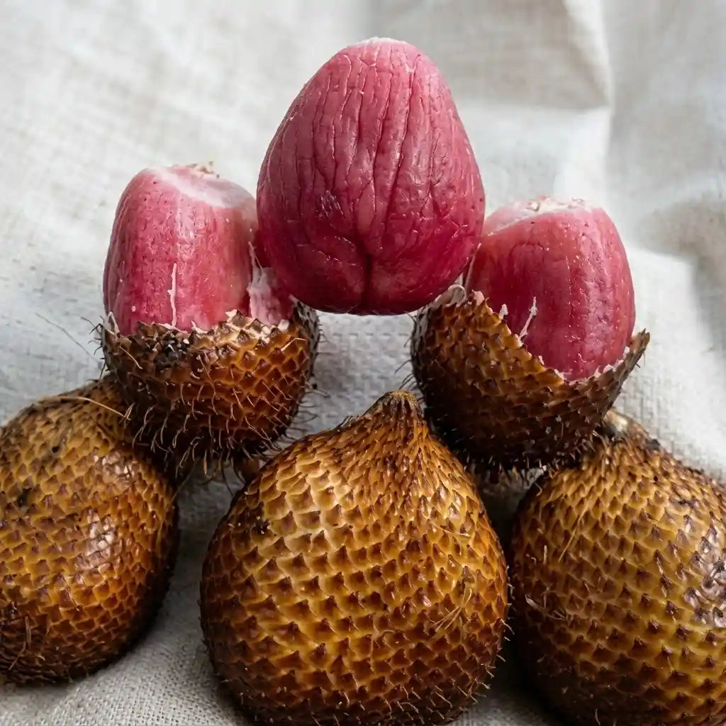 Red Salak seedling live fruit plant in nursery pot with healthy green foliage | Exotic tropical fruit plant | Keralea