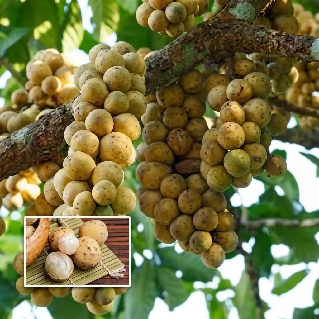 Langsat seedling live fruit plant in nursery pot with healthy green foliage | Exotic tropical fruit plant | Keraleaf