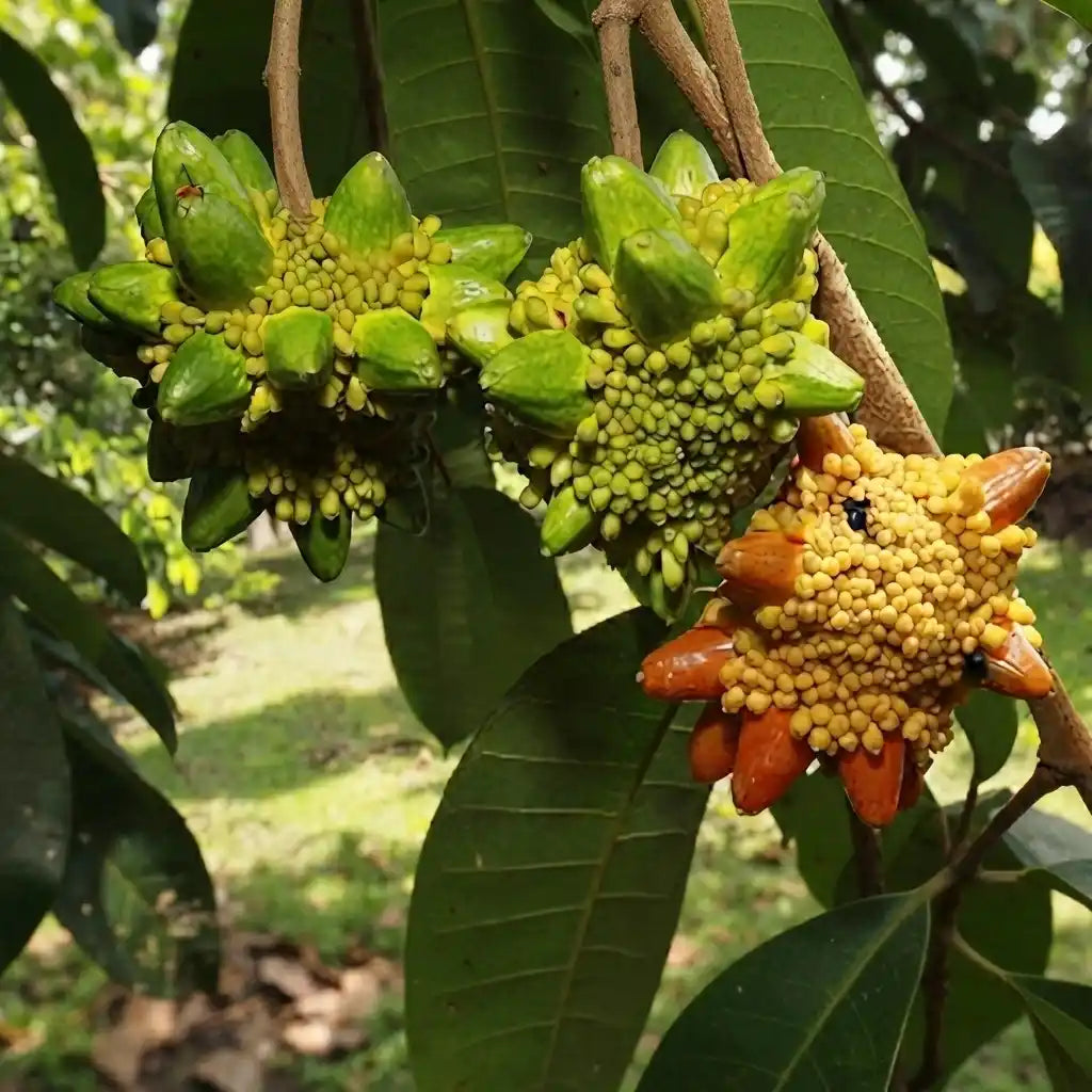 Kesusu budded live fruit plant in nursery pot with healthy green foliage | Exotic tropical fruit plant | Keraleaf