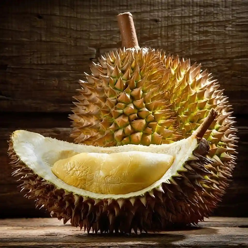 Durian (Musang King) budded live fruit plant in nursery pot with healthy green foliage | Exotic tropical fruit plant | Keraleaf