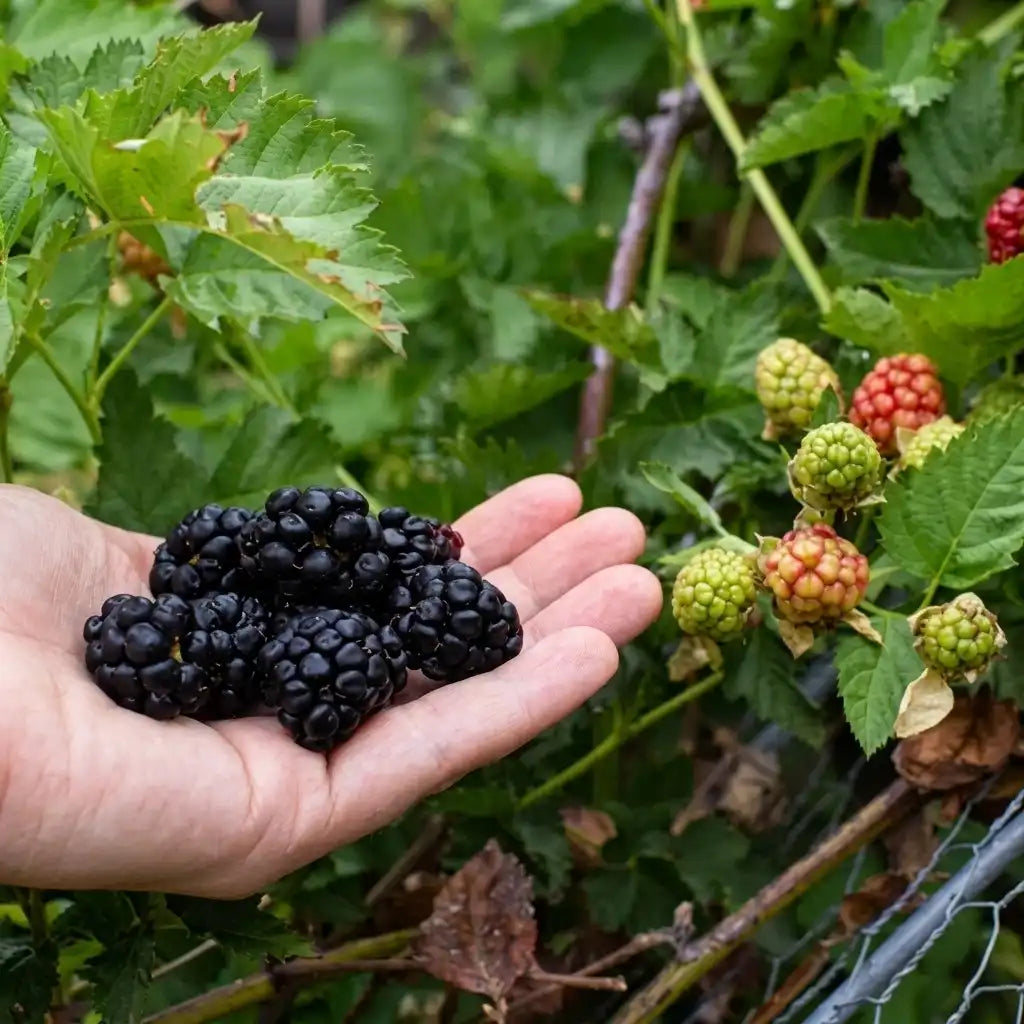 Black Berry layered live fruit plant in nursery pot with healthy green foliage | Exotic tropical fruit plant | Keraleaf