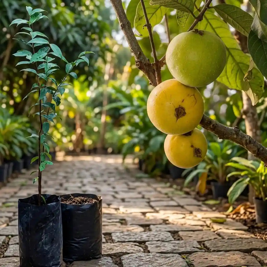 Araza Boi seedling live fruit plant in nursery pot with healthy green foliage | Exotic tropical fruit plant | Keraleaf