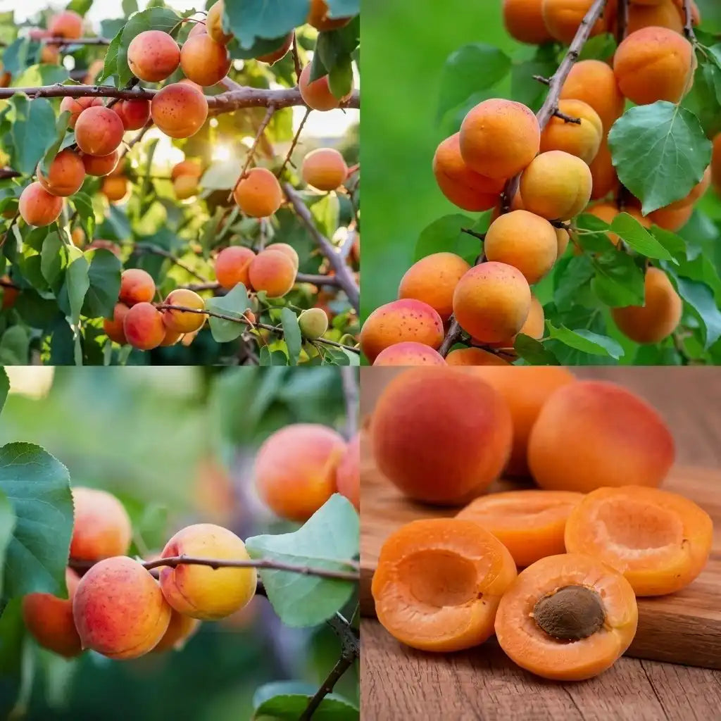 Apricot seedling live fruit plant in nursery pot with healthy green foliage | Exotic tropical fruit plant | Keraleaf
