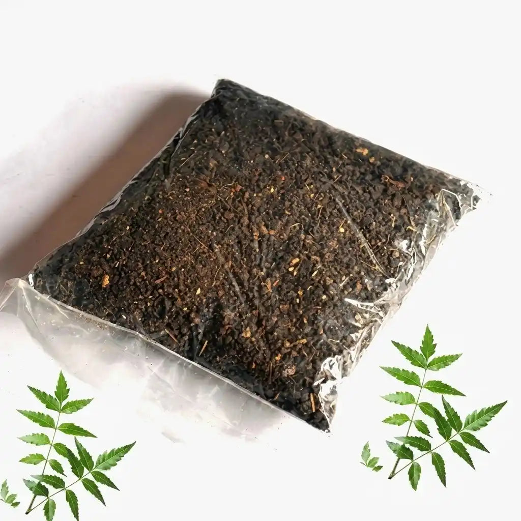 Neem Cake / Vepin Punnakku organic pesticide and soil amendment for plants | Natural neem fertilizer to improve soil health and plant growth | Keraleaf
