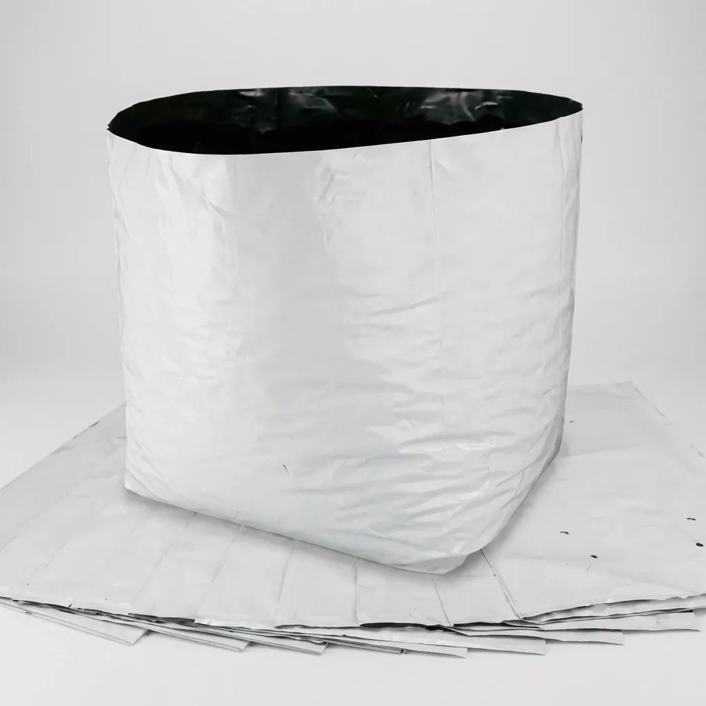 Plastic Nursery Bag (White, Pack of 5) for plant growing and gardening | Durable nursery grow bags for seedlings and plants | Keraleaf