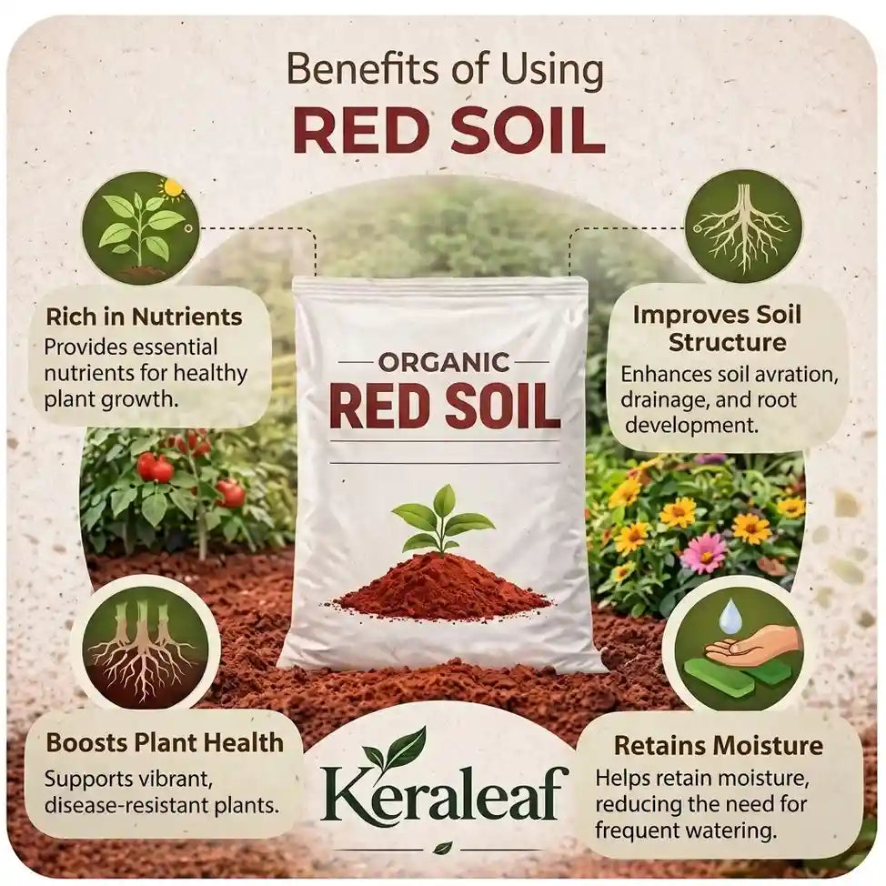 Red Soil / Chuvanna Mannu for healthy plant growth | Premium natural potting soil for indoor and outdoor plants | Keraleaf