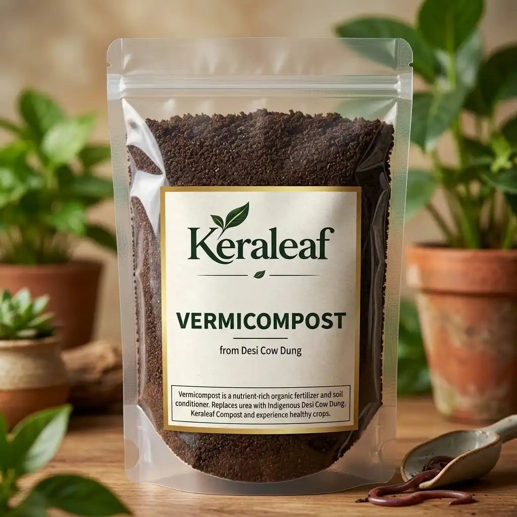 Vermicompost (Desi) organic fertilizer for healthy plant growth | Natural nutrient-rich compost for plants | Keraleaf