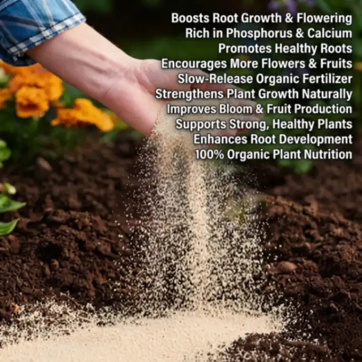 Organic bone meal fertilizer powder for stronger roots, healthy plant growth, and abundant flowering