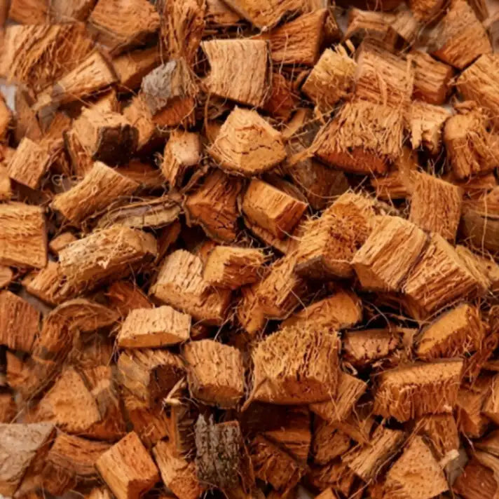 Natural coconut husk chips for orchids, soilless gardening, improved aeration, and moisture retention
