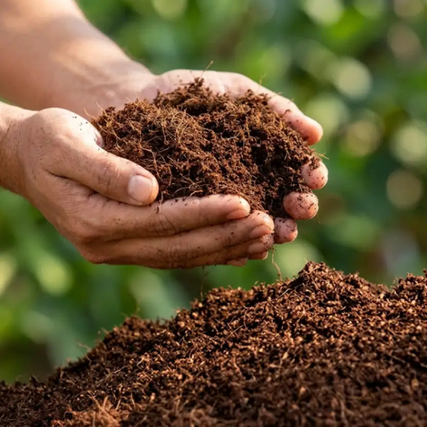 Loose cocopeat growing medium for soil replacement, moisture retention, and healthy root development